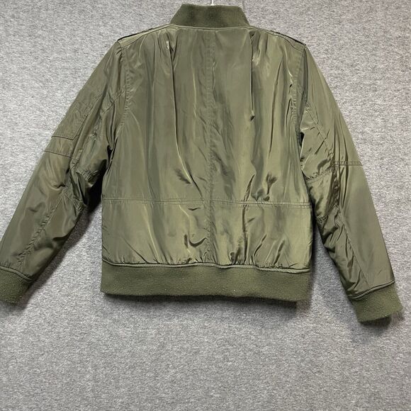 B. Sweet Olive Green Bomber Style Jacket Junior's Size XL Black Trim Pockets - Picture 15 of 16